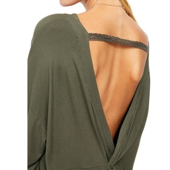 NWOT Free People Shimmy Shake Long Sleeve Top - Forest Green - Picture 9 of 15